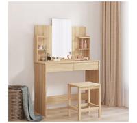 Dressing Table Sonoma Oak 96x39x142cm Engineered Wood Mirror 4 Shelves 1 Drawer
