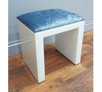 Dressing Table Stool Crushed Velvet White Glass for Hollywood Mirror Vanity 7seas White One Size