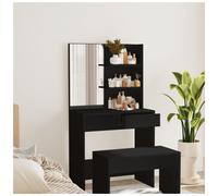 Dressing Table Vanity with Mirror Black Oak 74.5x40x141 cm Engineered Wood Urban