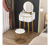 Dressing Table Vantity Table with Flip-top Mirror and Rolling Stool LED Lights Integrated Makeup,Illuminated Vanity Table with Mirror for Small Bedroom, Glamorous Mini Makeup Desk with Light