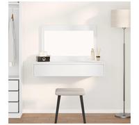 Dressing Table White 100x40x70cm Engineered Wood Matte 1 Drawer Mirror Storage.