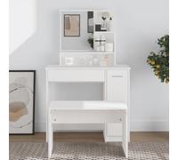 Vidaxl Dressing Table With Mirror White 86.5X35X136 Cm