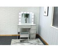 KOSY KOALA Dressing Table with 4 Drawers Led Bulbs Lights Mirror Padded Stool in Grey KOSY KOALA Grey