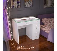 Dressing Table with 6 Drawers and Lights Hollywood Makeup Vanity Desk VANITII GLOBAL White Medium