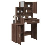Dressing Table With Cabinet 1 Drawer 8 Compartments 80 x 35 x 132 cm Brown Oak