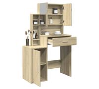 Dressing Table with Cabinet Sonoma Oak 8 Compartments 80 x 35 x 132 cm Brown