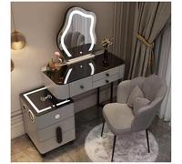 Dressing Table with Flip-Top LED Lights Rolling Stool Bluetooth Speaker & Wireless Charging 80cm ty Desk for Stylish Bedrooms