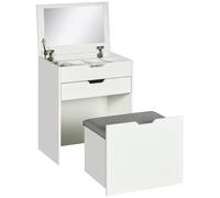 Dressing Table with Flip-up Mirror and Storage Stool