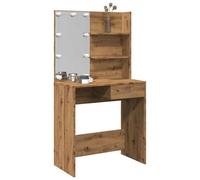 Dressing Table with LED Artisan Oak 74.5x40x141 cm Berkfield Home Brown One Size