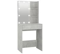 Dressing Table with LED Concrete Grey Makeup Vanity Desk Cosmetic vidaXL