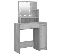 Dressing Table with LED Grey Makeup Vanity Desk Cosmetic Sonoma vidaXL
