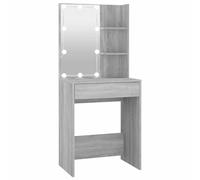 Dressing Table with LED Grey Makeup Vanity Desk Cosmetic Sonoma vidaXL