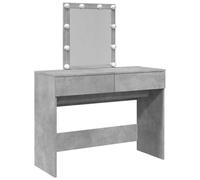 Dressing Table with LED Lighting, Concrete Grey, 100 x 40 x 130 cm, Wood Composite Cosmetic Table with Mirror, 2 Drawers, Storage Space and Light for Bedroom and Bathroom