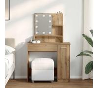 Dressing Table with LED Lights, Artisan Oak, 86.5 x 35 x 136 cm, Wood Material with Drawer and Shelf, USB Connection, Mirror, Storage Space for Bedroom, Office and Living Room