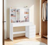 Dressing Table with LED Lights Cloud White, 40 x 117.5 x 145 cm