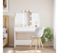(white) vidaXL Dressing Table Makeup Vanity Desk Cosmetic Table with LED Lights Black