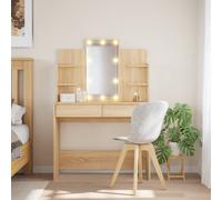Dressing Table with LED Lights, Mirror, & 2 Drawers, Makeup Desk Vanity Tables