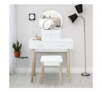 Dressing Table with LED Lights Mirror - Vanity Makeup Table Set