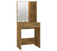 Dressing Table with LED Smoked Oak Makeup Vanity Desk Cosmetic vidaXL