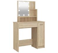 Dressing Table with LED Sonoma Oak Makeup Vanity Desk Cosmetic vidaXL