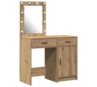 Dressing Table with LED Strip Lights 2 pcs Engineered wood Modern Vanity vidaXL