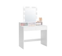 Vasagle Dressing Table with LED Mirror 2 Drawer White Small