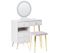 Dressing Table with Mirror and Stool YVES LED White