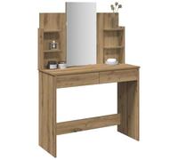 Dressing Table with Mirror Artisan Oak 96 x 39 x 142 cm Wood Composite Cosmetic Table with 2 Drawers and 4 Storage Compartments for Bedroom and Bathroom with Storage Space and Organiser
