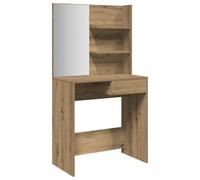 Dressing Table with Mirror Artisan Oak Wood Material 74.5 x 40 x 141 cm with Drawer and Shelf Storage Space for Living Room Bedroom Office Modern Decor