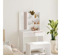 Vidaxl Dressing Table With Mirror White 74.5X40X141 Cm
