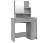 vidaXL: Grey Sonoma Dressing Table with Mirror, Makeup Vanity Desk Engineered Wood with Drawer, Shelves and Door for Bedroom Decor