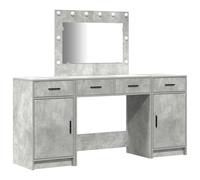 Dressing Table with Mirror Lights 3 pcs Engineered Wood Vanity Desk LED vidaXL