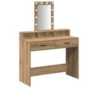 Dressing Table with Mirror Lights with Drawer Engineered Wood LED Desk vidaXL