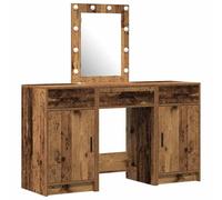Dressing Table with Mirror Lights with Drawer Engineered Wood Modern vidaXL