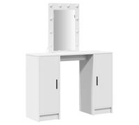 Dressing Table with Mirror Lights with Storage Engineered Wood Makeup vidaXL