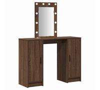 Dressing Table with Mirror Lights with Storage Engineered Wood Makeup vidaXL