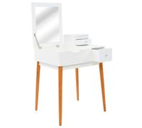 Dressing Table with Mirror MDF 60x50x86 cm Berkfield Home White One Size