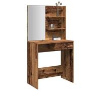 Dressing Table with Mirror, Old Wood Look, 74.5 x 40 x 141 cm, Wood Material with Drawer and Shelf, Storage Space for Make-Up, Modern Design for Living Room, Bedroom, Office