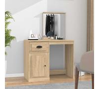 (sonoma oak, with mirror) vidaXL Dressing Table Vanity Desk Cosmetic Table Makeup Desk Engineered Wood