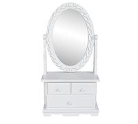 Dressing Table with Oval Swivel Mirror MDF White, 26 x 13 x 50 cm, with Drawers, Makeup Table for Bedroom and Bathroom, Cosmetic Table with Storage Space and Shelf, Dressing Table with Organiser
