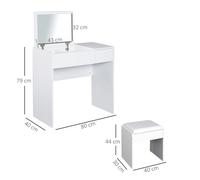 Dressing Table With Padded Stool-White