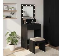 Dressing Table with Shelf Black Oak Effect Wood Material 50 x 41 x 135 cm LED Lighting Mirror Storage Space for Bedroom Cosmetics and Makeup