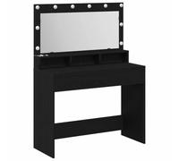 Dressing Table with Shelf Black Oak Look Wood Material 100 x 41 x 135 cm with LED Lighting Mirror Storage Space and Drawer for Bedroom and Cosmetic Styling