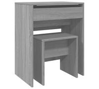 Dressing Table with Stool Grey Sonoma Wood Material 60 x 40 x 113.5 cm with Mirror and Storage Space for Bedroom, Make-up, Cosmetics and Styling