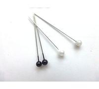 Dressmakers Head Scarf Hijab Pins Set Drawing Art & Craft Tailoring Black & White Round Head Extra Long Pins - 90 pins(3 Wheels)