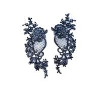 Dressmaking Lace Appliques, Navy Blue | Embroidered Floral Trim for Costume Decoration, Neckline Sleeve Hemline Positioning