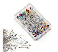 Dressmaking Pins for Sewing & Quilting - 100 Pcs 48 mm Glass Head Sewing Pins - Sharp Metal Extra Long Pins for Fabric, Crafts, Jewelry Making - Tailoring, DIY Projects & Alterations