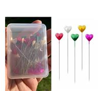 Dressmaking Pins for Sewing & Quilting: 50 Pcs Sharp Glass Head Sewing Pins for Fabric, Crafts & Jewelry Making Ideal for Tailoring & Alterations Heart Shape Pins (Heart Shape)