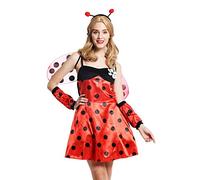 dressmeup - W-0058-S/M Lady Woman Costume Fancy Dress Halloween Ladybug Ladybird polka dots red black Size S/M