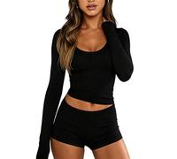 Dressmine Ladies Pyjamas Shorts Pyjama Sets Womens 2 Piece Sexy Valentine's Pjs Y2k Cozy Matching Sleeping Cute Loungewear Black Size 16